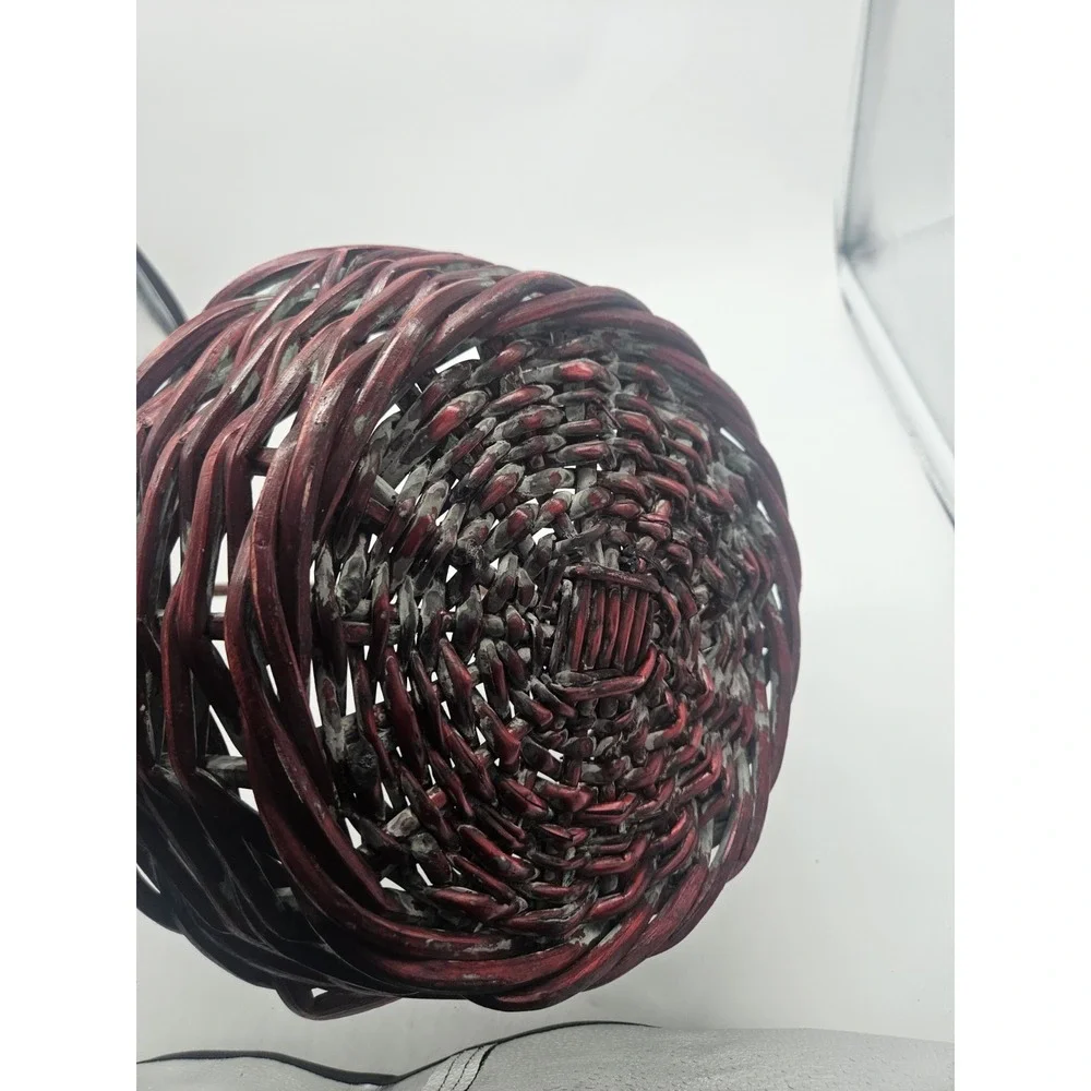 Vintage Red‎ Wicker Basket With Decorative Metal Handle
